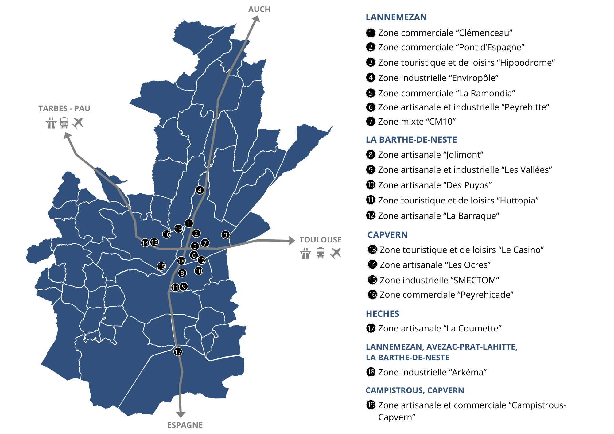 Plan de situation des zones d’activités économiques  